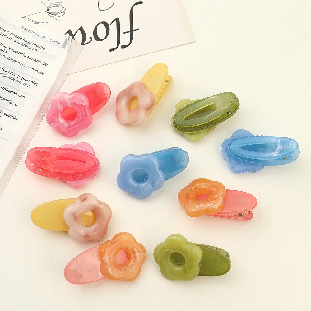 Cute Candy Color Sweet Girl Hair Clip Wholesale Metal Mini Hair Clip Flower Hair Pins Women
