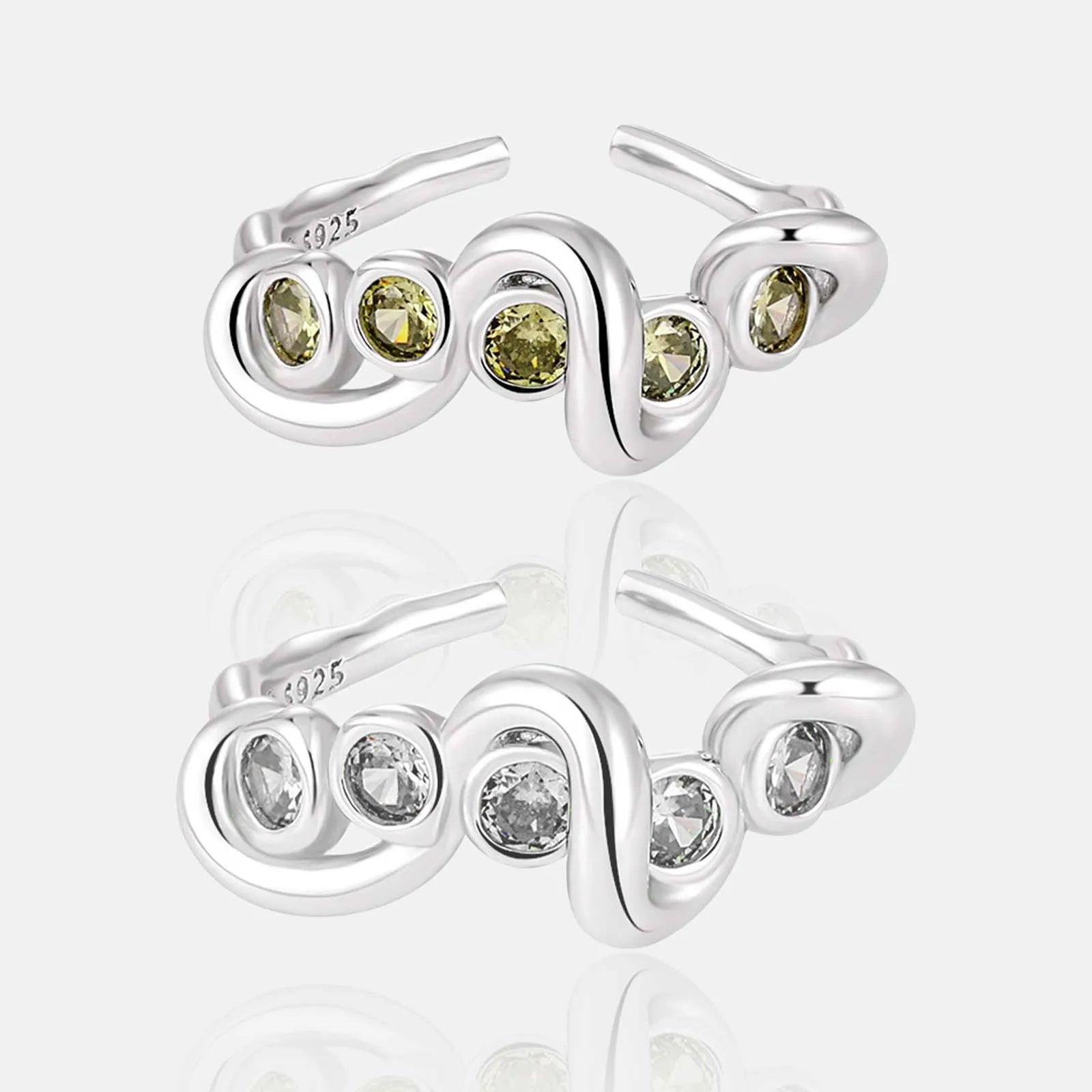 FUAMAY Fashion Finger Twist 925 Sterling Silver Unisex Rings Opening Pave Ring