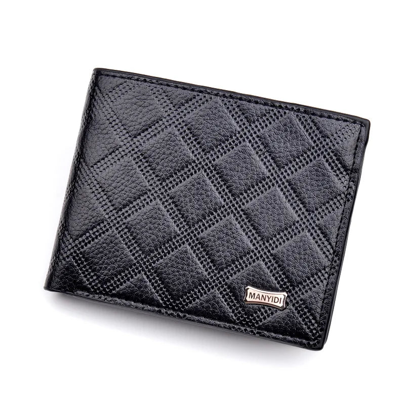New Modern Men's Wallet Fashion Embossed Plaid Multi-card Short Wallet Men Custom