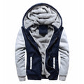 Men's Heavyweight Zip-Up Fleece Jacket Winter Thermal Hoodie with Anti-Shrink & Plus Size Features Solid Pattern