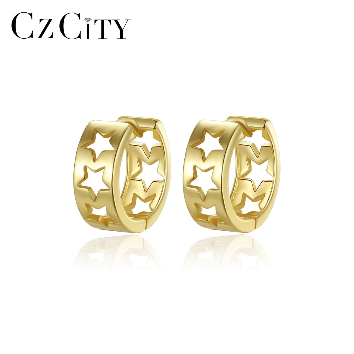 LUOTEEMI 925 Sterling Silver New Cuff Woman Lady Ear Jewelry Clip on Earing Star Huggie Earrings