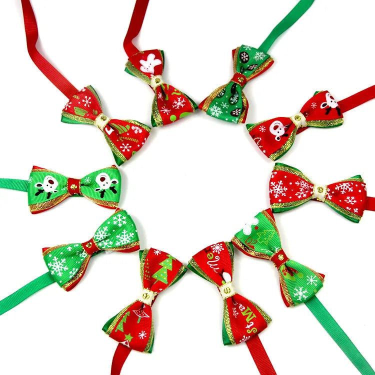 Christmas Santa Snowman Dog BowTies Holiday Xmas Accessories Polyester Material for Pet Grooming Pet Dog's Fashion Accessories