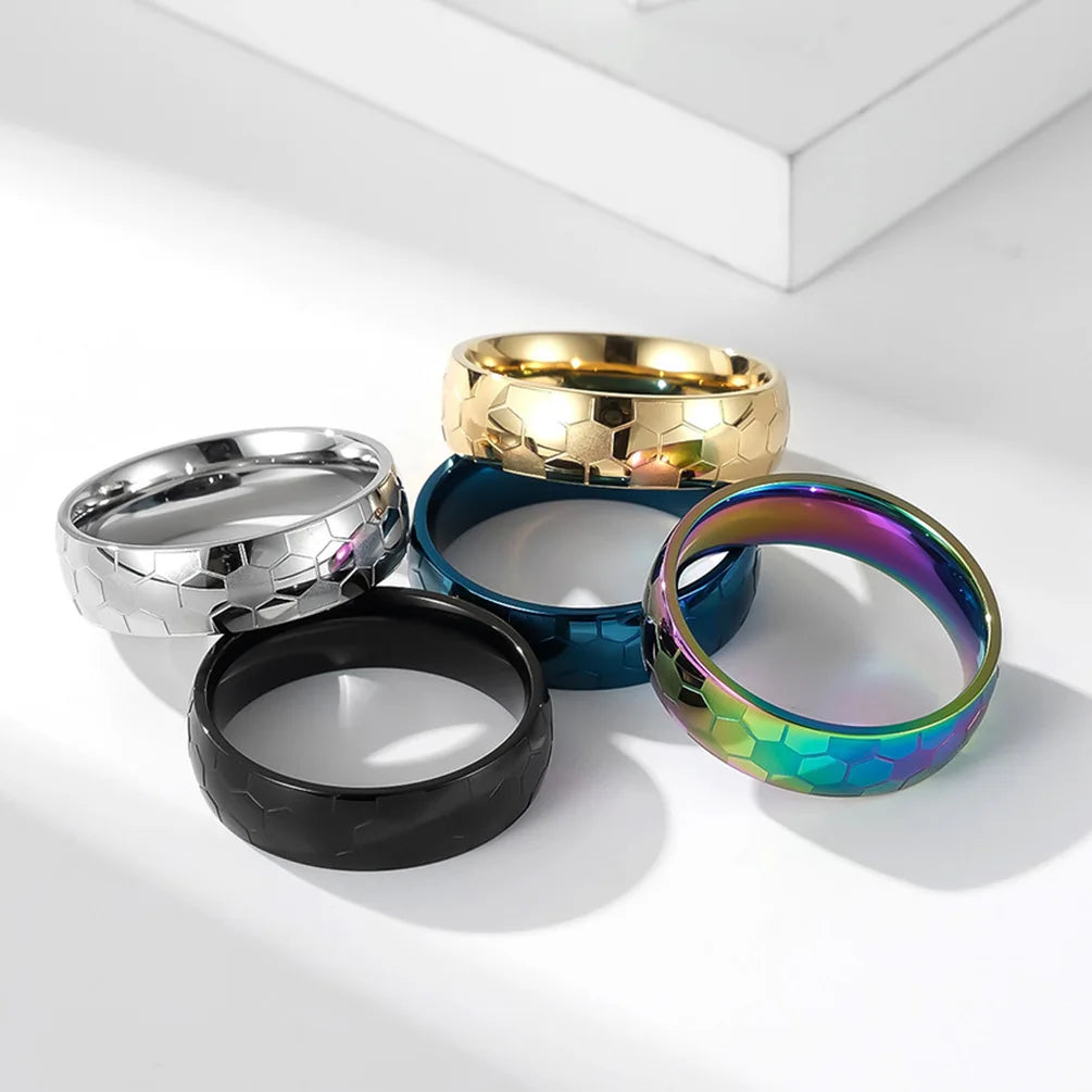 Customizable Stainless Steel Football Ring Trendy Sports Jewelry with Engraved Team Logo and Player Name Multi-Color Options