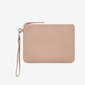 Custom logo Genuine Leather Zipper Clutch Purse Simple Leather Women Clutch Bag with Handle Strap