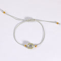 Hand Braided Jewelry Boho Circle Charm Pendant for Bracelet Making Adjustable Ceramic Delicate Flower Bracelets