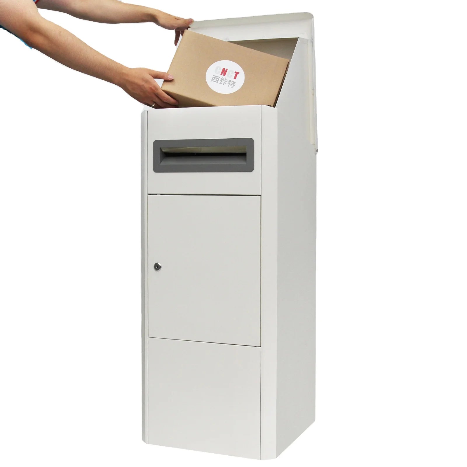 Large Free-Standing Galvanized Steel Powder Coated Parcel Mail Drop Box Combination Code Lock White Post Office Box Weatherproof