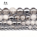 Wholesale Round Loose Plated Silver Color Snow Cracked Glass Beads for Jewelry Making