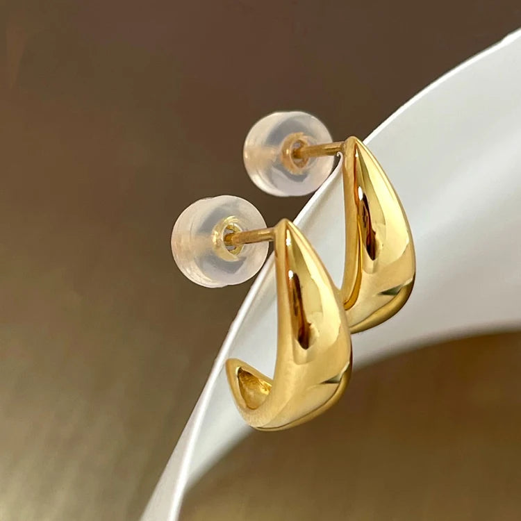 New Arrival 925 Sterling Silver 18K Gold Plated Fashion Earring Women Moon Shape Statement Studs Earrings