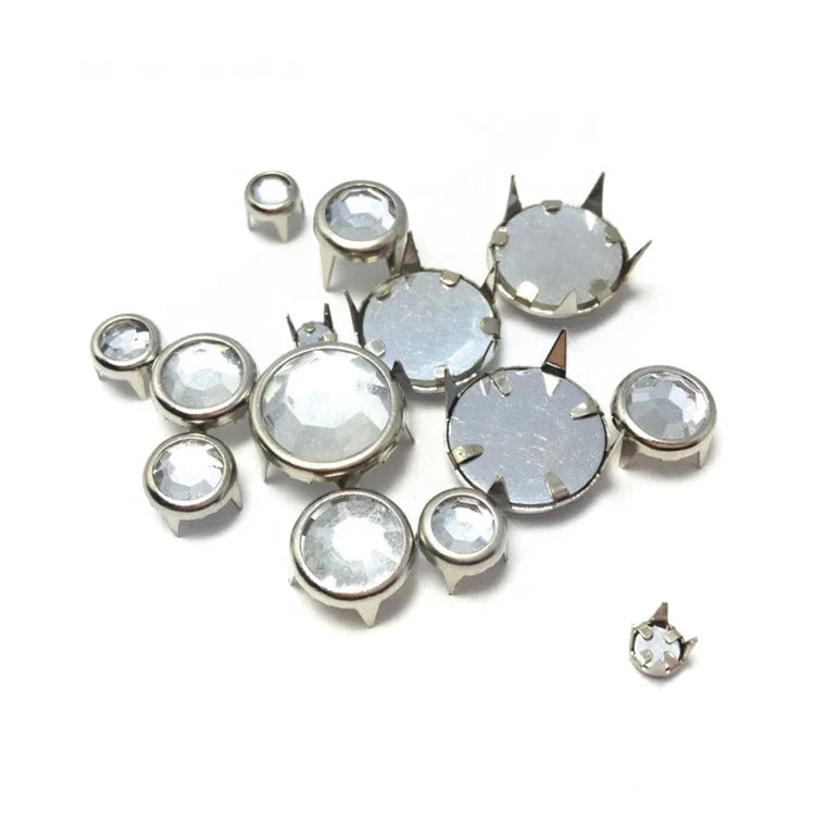 Wholesale Garment Bikini Accessories Flatback Mounted Rhinestone 8mm Acrylic Rhinestone With Metal Claws Setting