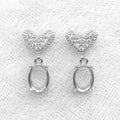 Sterling Silver 5*7/6*8mm Semi Mount Stud Earring Empty Blank Claws Setting S925 Base Holder Without Center Stone for DIY Inlay
