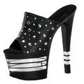 Black Rivet Gothic Transvestite Stiletto 17 cm Club High Heels Women's Summer Leaky Toe Non slip Sandals