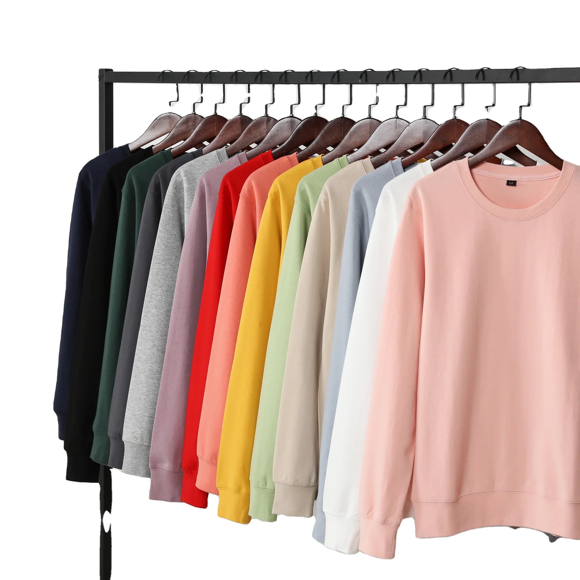 300GSM Custom Long Sleeve T-Shirt Oversized Fitness Cotton Blank for Men O-Neck Jersey Polyester/Cotton Material Solid Pattern