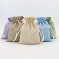 Custom Logo Linen Gift Bags Packing Jewelry Drawstring Pouch Linen Gift Storage Pouches Dust Bag