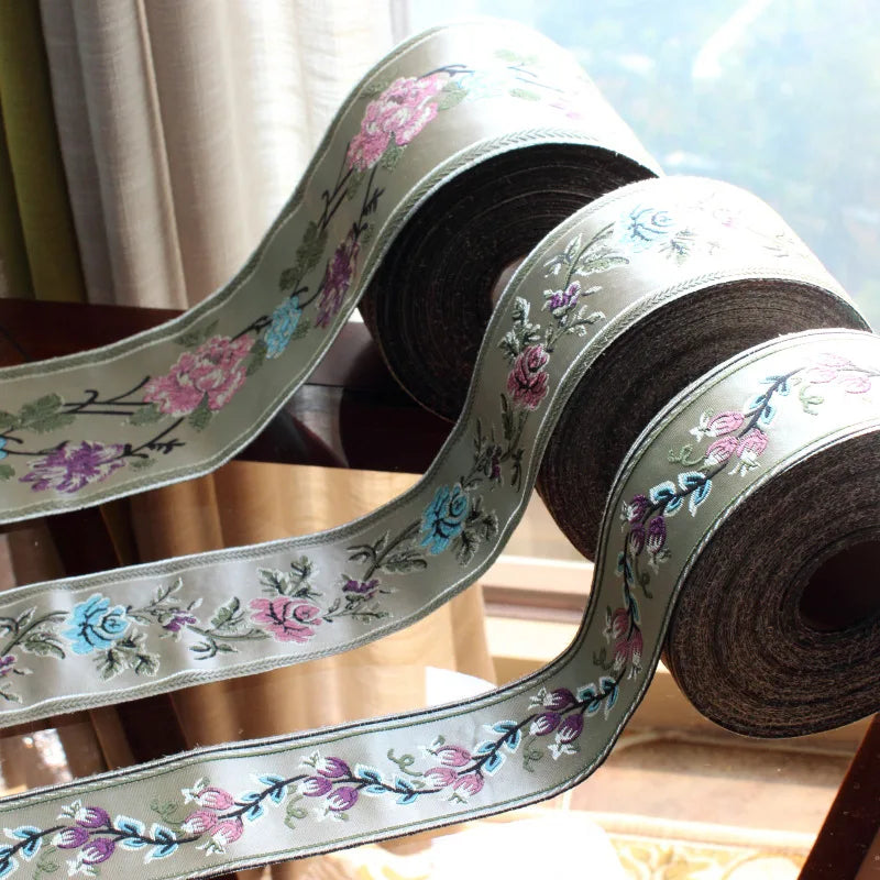 Deepeel ZP515 6/8/12CM Floral Figure Lace Jacquard Curtain Fabric Stitching Accessories Striped Webbing