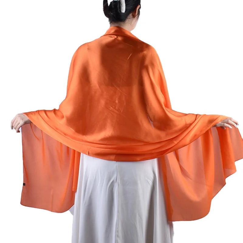 Soft Transparent Orange Solid Color Thin Gauze Scarf Satin Scarf Sun protection Shawl 100% Polyester Plain Beach Women's Scarf