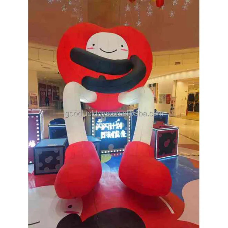 2024 Fashion Oxford/Nylon/Plush Inflatable Heart Beach Ball Valentine's Day Red Love Huge 3m High Double Stitched Fast Setup