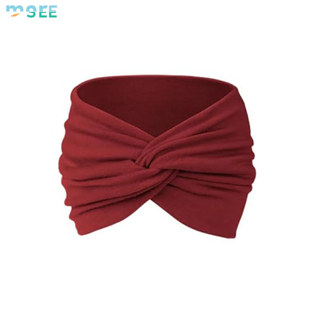 SeeMore Extra Large Boho Hairband Cotton Twisted Knot Accessories Wide Headband for Women