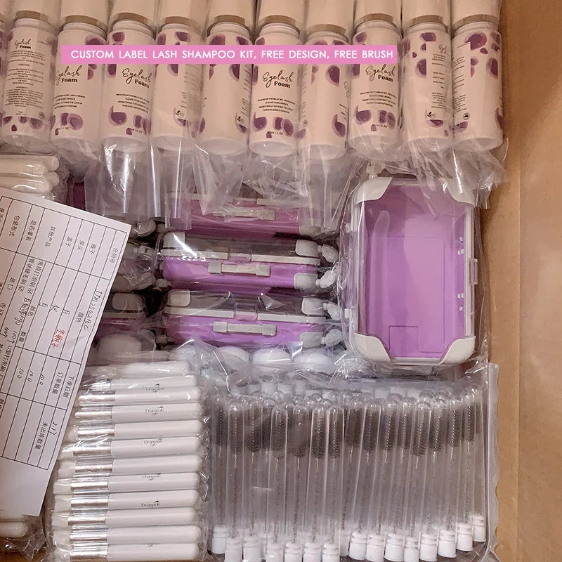 Natural Face Eyelash & Eyelid Cleanser Eyelash Cleanser Color Foam Cleanser Concentrate Kit with My logo Custom