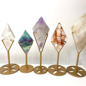 Wholesales Natural Rose Quartz Diamond Hand Carved Fluorite Rhombus Carving for Crystal Crafts