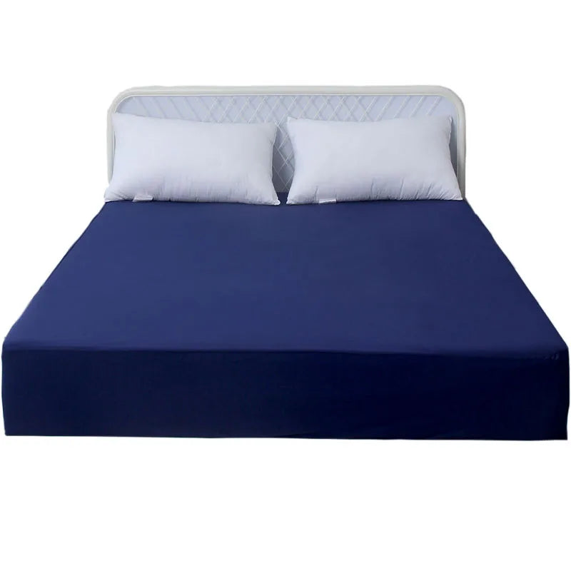 Dark Blue Color Waterproof Bed Sheet Mattress Cover Protectors Polyester Knit