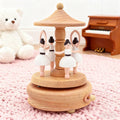 Fashionable Beech Lovely Ballet Ballerinas Dancing Round Rotating Carousel Wooden Music Boxes Wooden Home Decorations
