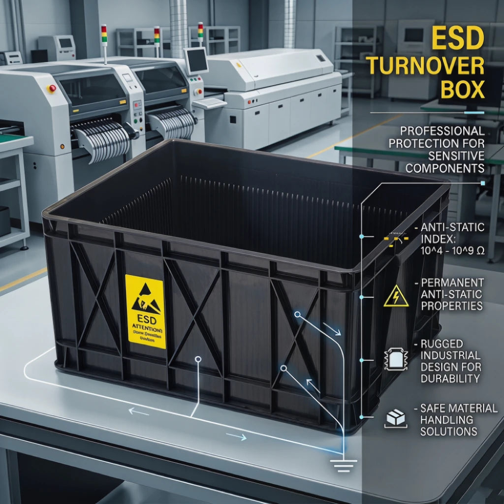 KEXING Modern ESD Conductive Plastic PP Storage Box for Workshop and Warehouse SMT Component Circulation Bin