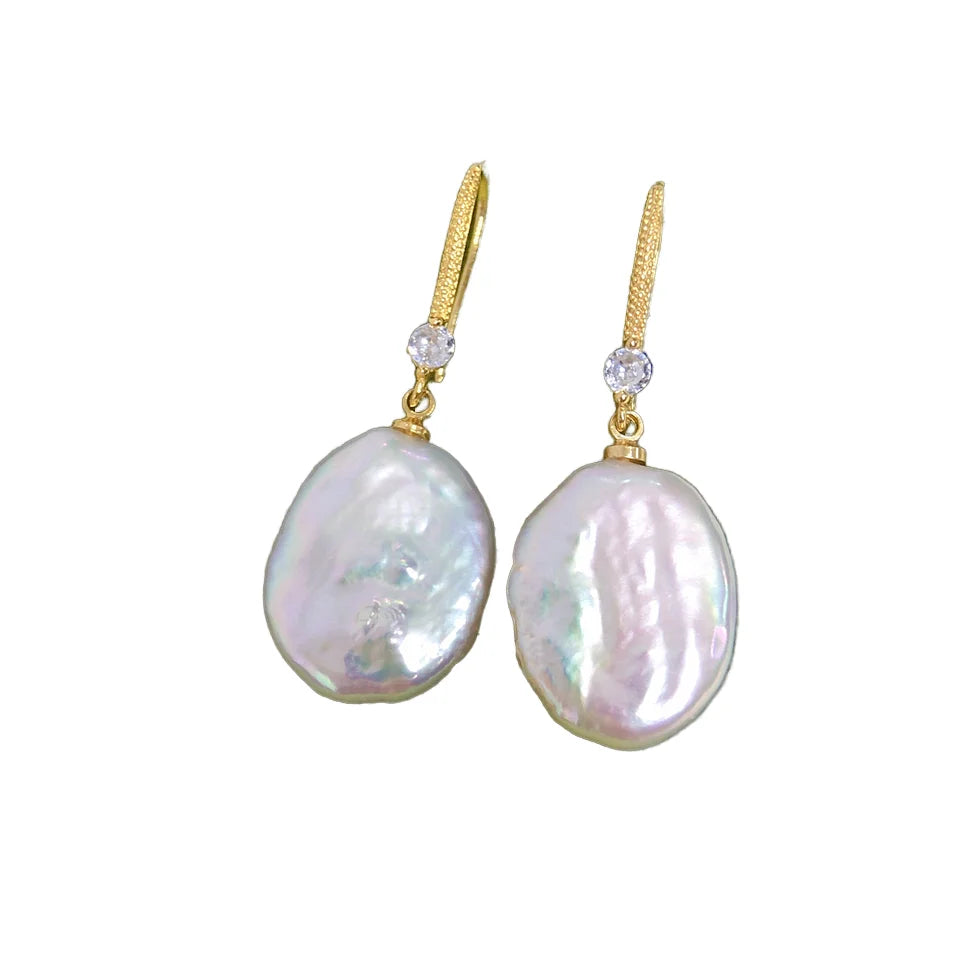 Baroque Freshwater Pearl Ear Hook Earrings 18K Gold-Plated Women's Natural Beauty Accessory