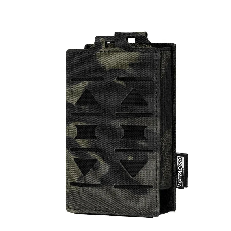 TOPTACPRO Laser Cut Camo Molle Magazine Carrier Pouch Waist Belt Single Magazine Pouch for 5.56mm Magazine