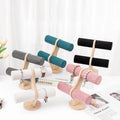 Wholesale Custom Bracelet Holder Display T bar Jewelry Bangle Velvet Bracelet Display Hairband Wooden Display Stand
