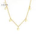 Ason Wholesale New Fashion Charm Chain Necklace Jewelry Stainless Steel 18k Gold Plated Simple Star Pendant Necklace for Women