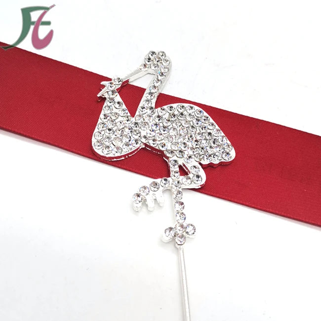 New Arrival Sliver Plating  Bird /crow Rhinestone Cake Topper Custom Animal Cake Topper for Funny Party Cake Decoration