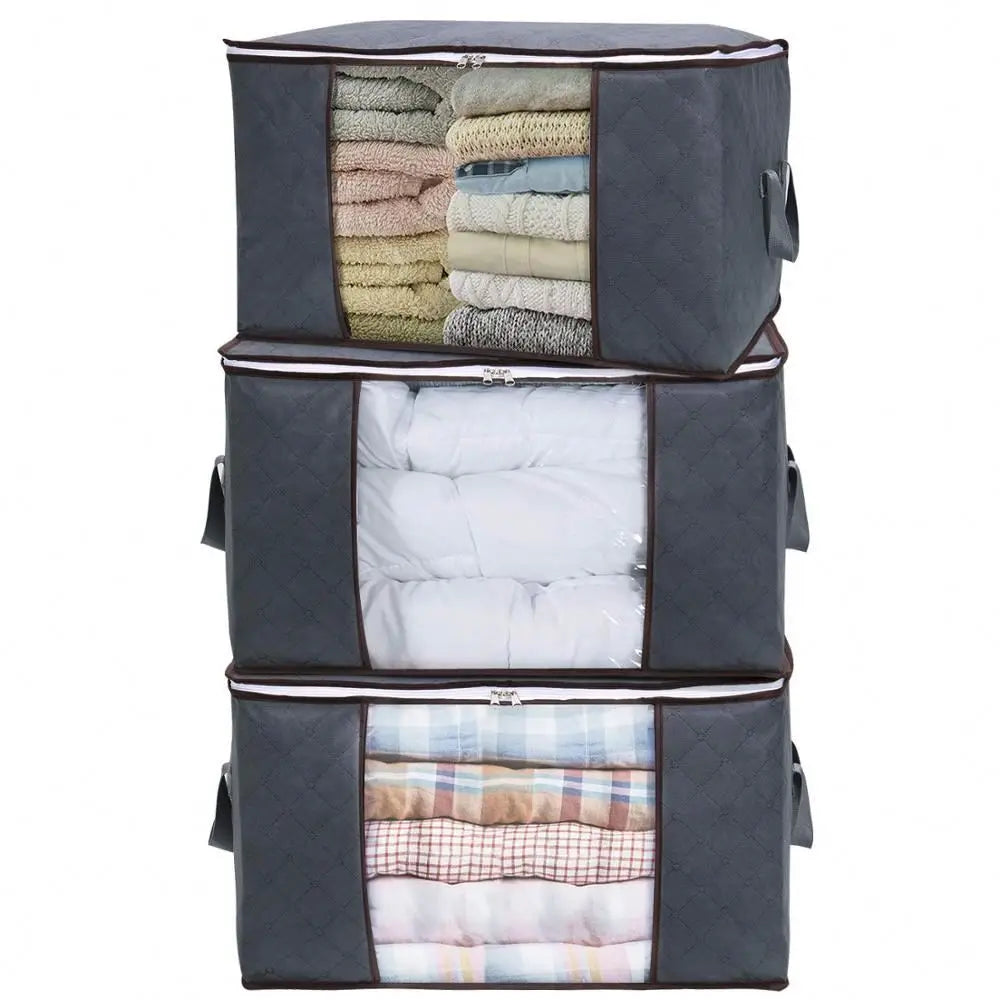 Nonwoven Fabric Foldable Closet Underbed Storage Bags for Comforter Sheet Blanket Bedroom
