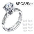 Ring Size Adjuster Tightener 8pcs/set Assorted Sizes Transparent Plastic Silicone Invisible Ring Sizer Adjuster for Loose Rings