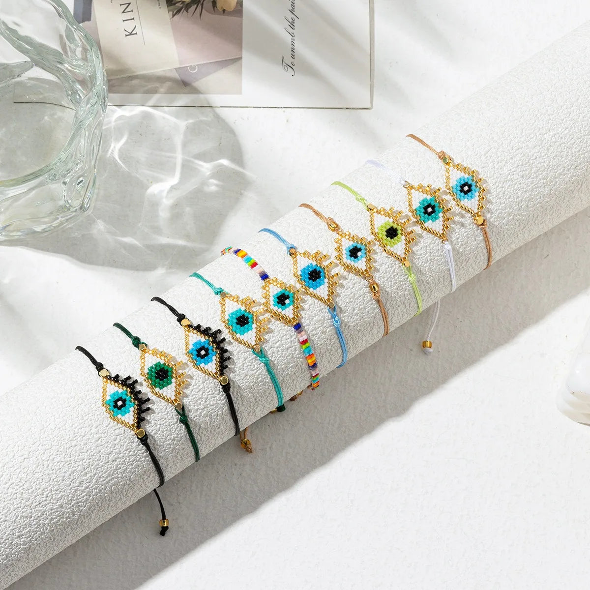 Handcrafted Bohemian Style Miyuki Beaded Non Tarnish Charm Bracelet Eye Woven Multi-Color Friendship Band Loom Bracelet for Girl