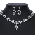 New Fashion Wedding Jewelry Set Crystal Glamorous Earring Necklace Trend Leaf Zircon Jewelry Set for Women