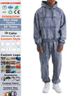 Vintage Custom Embossed Logo 400 Gsm French Terry Cotton Hoodie Set Acid Wash Men Plain Sweatpants and Hoodie Set for Men