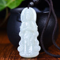 Myanmar Natural White Guanyin Buddha Pendant Glutinous Ice Species Pendant Jewelry Male Myanmar Jade Charm Pendant