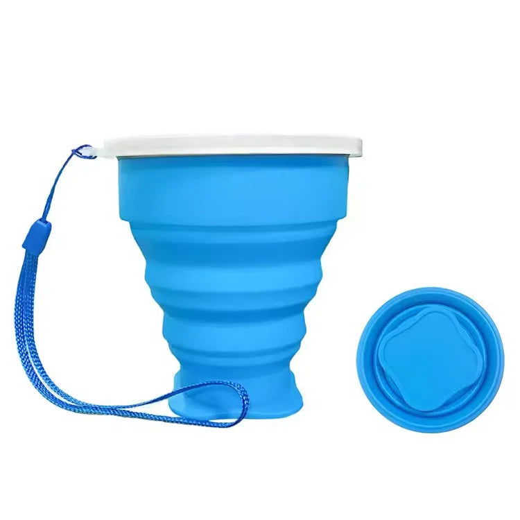 200ml Portable Retractable Folding Camping Telescopic Silicone Collapsible Drinking Cup With Lid