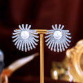 Dazzling White Cubic Zirconia Distinctive Design Imitation Pearl Big Stud Earrings for Women Appointment Engagement Jewelry