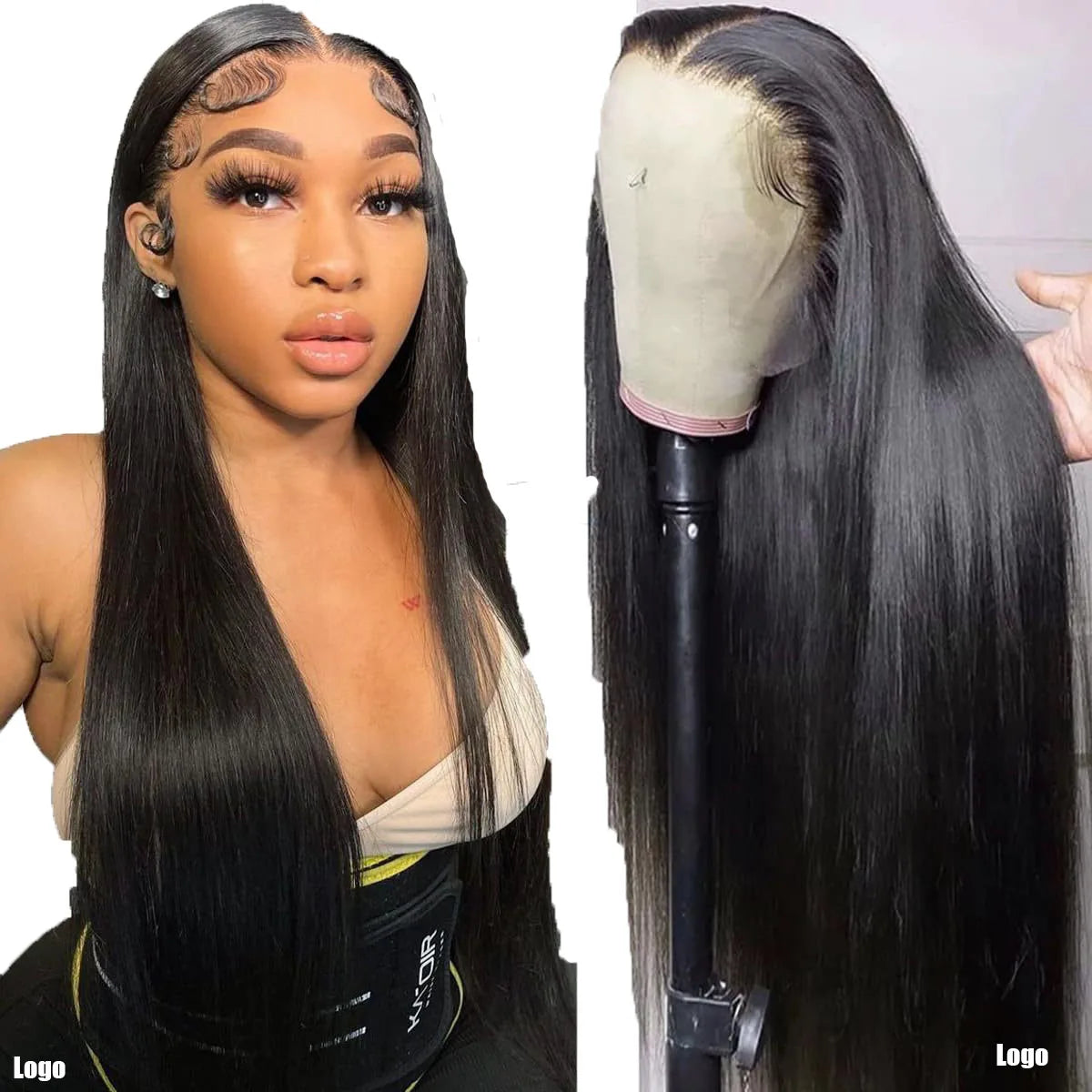 20 Inch Front Lace Black Middle-parted Long Hair Wigs Women Wig  Fluffy Smooth and Soft Selling Well in Africa in Stock