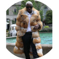 Elegant Custom Made Genuine Natural Red Fox Fur Coat for Men