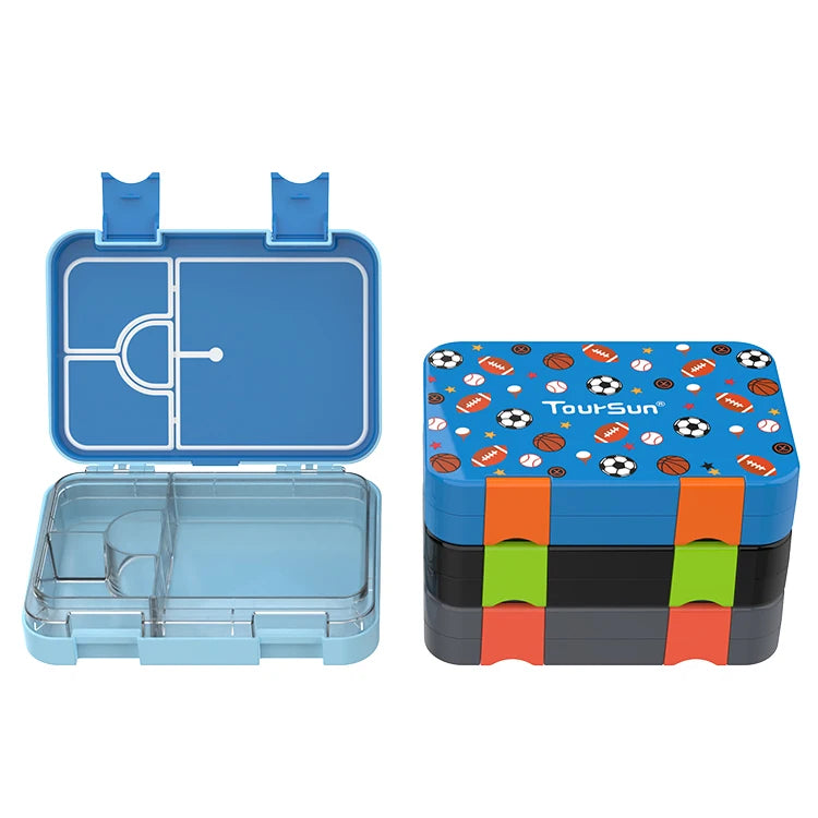 Toursun 4 Compartment Lunch Box for School Kids BPA-Free Cartoon Design Sustainable and Preserving Food Container