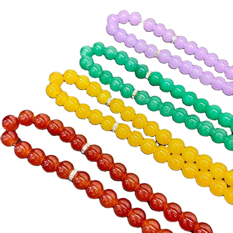 33pc 10mm Crystal Agate Glass Rosary Bead Islamic Tasbih Muslim Bracelet Prayer Beads for Gift