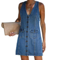 Hot Sale Woman Denim Dress 2023 Summer Jeans Sundress Casual Sleeveless Ladies Dress Streetwear Robe Jean Dress With Pocket Mini