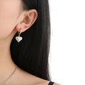 18K Gold Plated Minimalist Two Tone Drop Earrings Heart Shaped Dangle Fashion Jewelry for Women Great As Gift