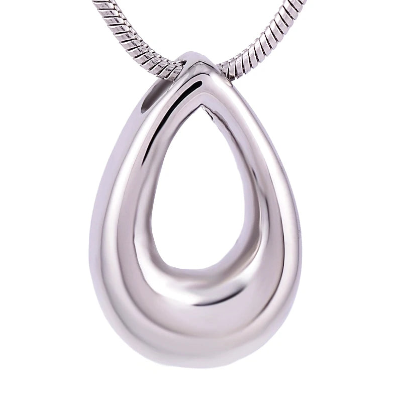 Hollow Heart Tear Drops Urn Stainless Steel Water Drop Ash Urn Pendant Memorial Ashes Holder Keepsake Cremation Locket Necklace