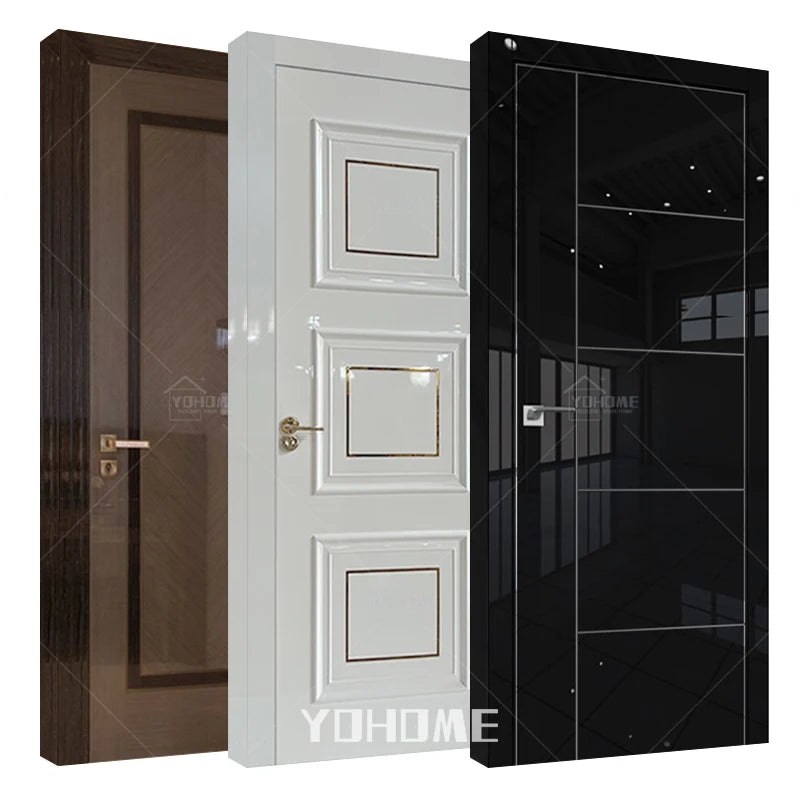 Canada High Gloss Interior Wooden Doors for Home Luxury Villa Room Doors Luxury White Internal Door