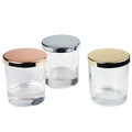 Electroplated Silver Metal Cover Glass Candle Jars with Lid Cylinder Home Decoration for Christmas