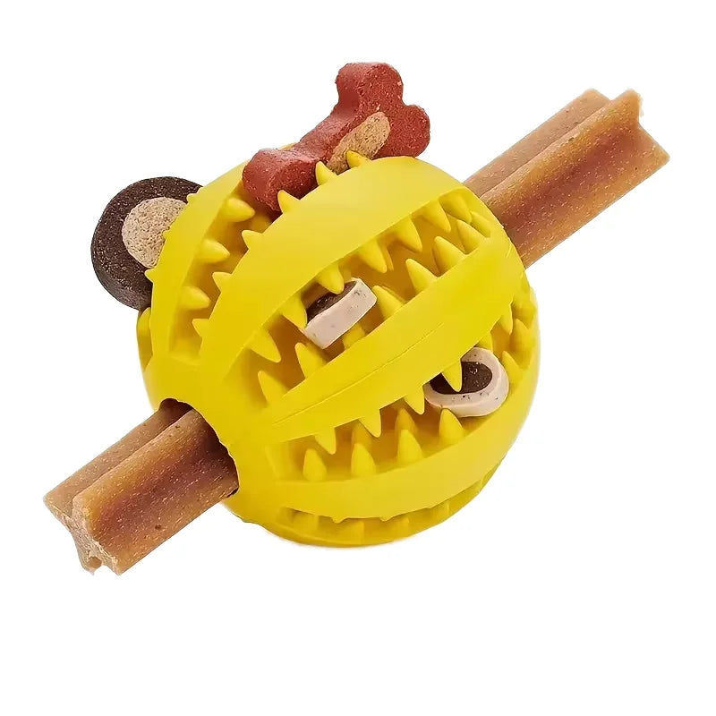 Manufacturer Magic Rolling Dog Ball Toy Durable Rubber Slow Feeder Chew Treat Dispenser Interactive Pet Toy in Bag Packaging
