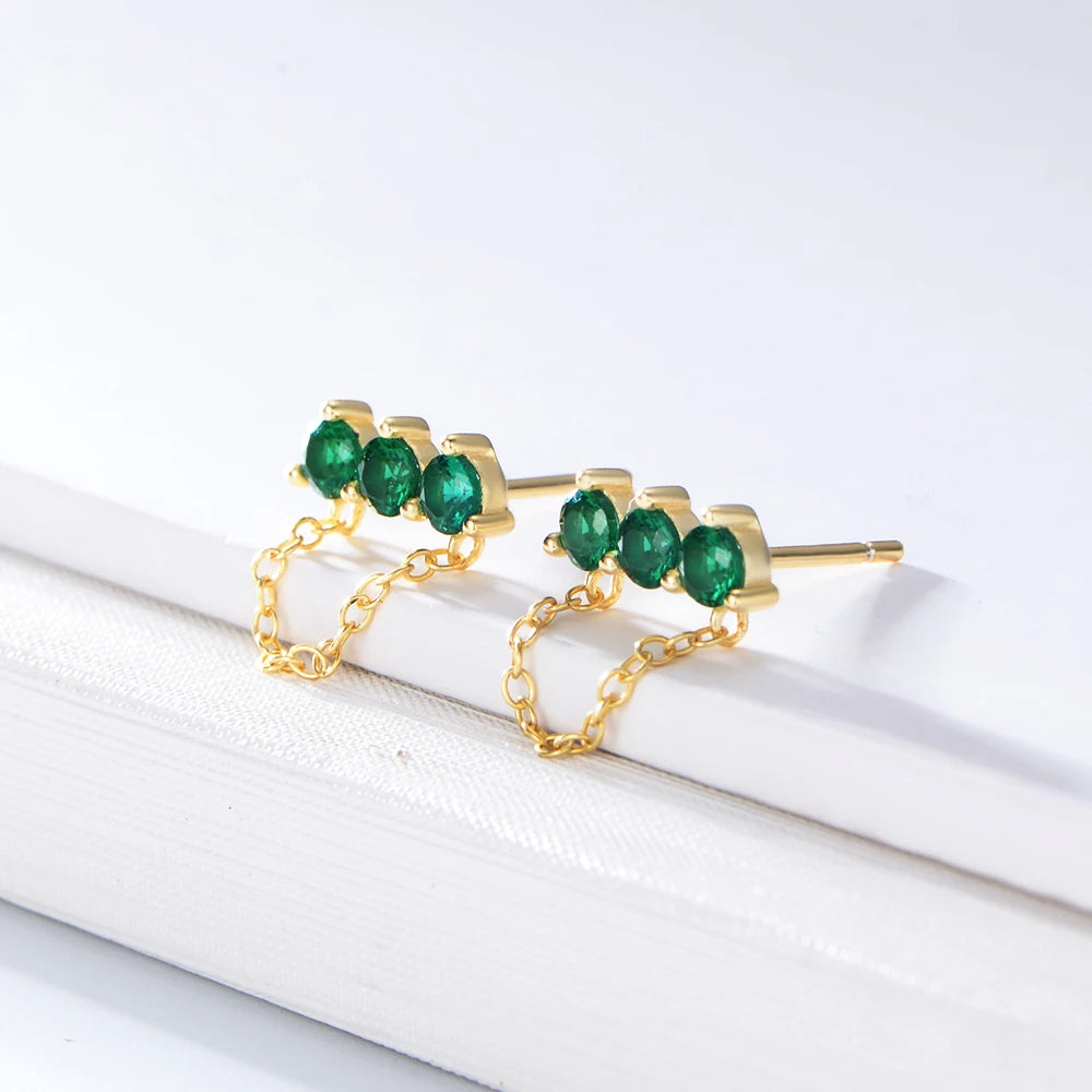 Peishang Trendy Women Gold Jewelry 14K 18K Plated Blue Zircon Chain 925 Sterling Silver Earrings in Stock